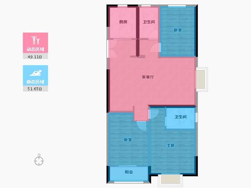 山东省-潍坊市-康河嘉里2期-101.60-户型库-动静分区