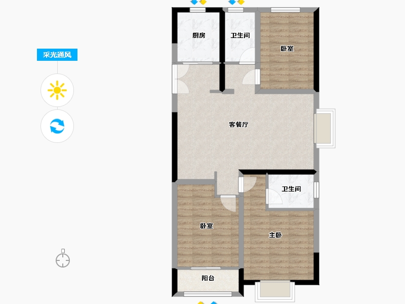 山东省-潍坊市-康河嘉里2期-101.60-户型库-采光通风