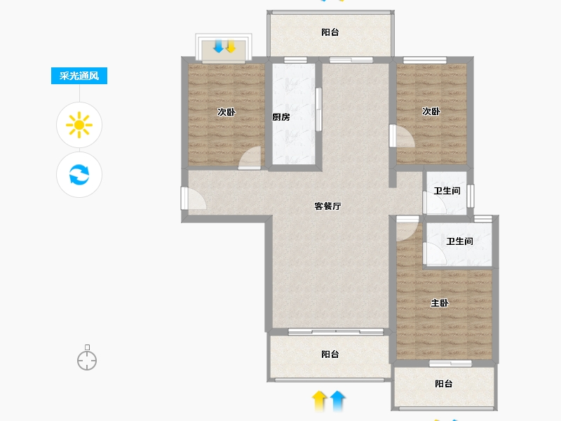 云南省-曲靖市-金榜迦苑-112.62-户型库-采光通风