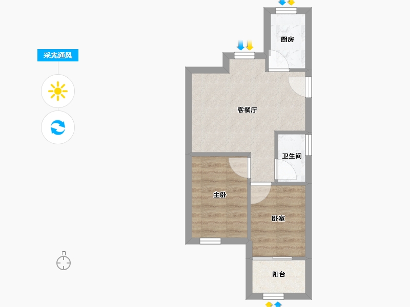 安徽省-合肥市-禹洲华侨城-69.71-户型库-采光通风