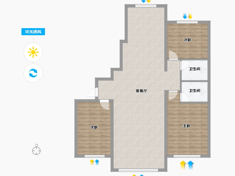 内蒙古自治区-呼伦贝尔市-勤达新城国际广场-120.45-户型库-采光通风