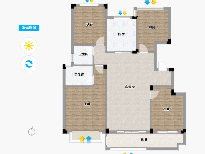 浙江省-台州市-浅水湾-110.40-户型库-采光通风