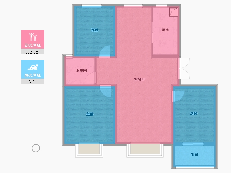 河北省-沧州市-恒盛领秀-86.00-户型库-动静分区