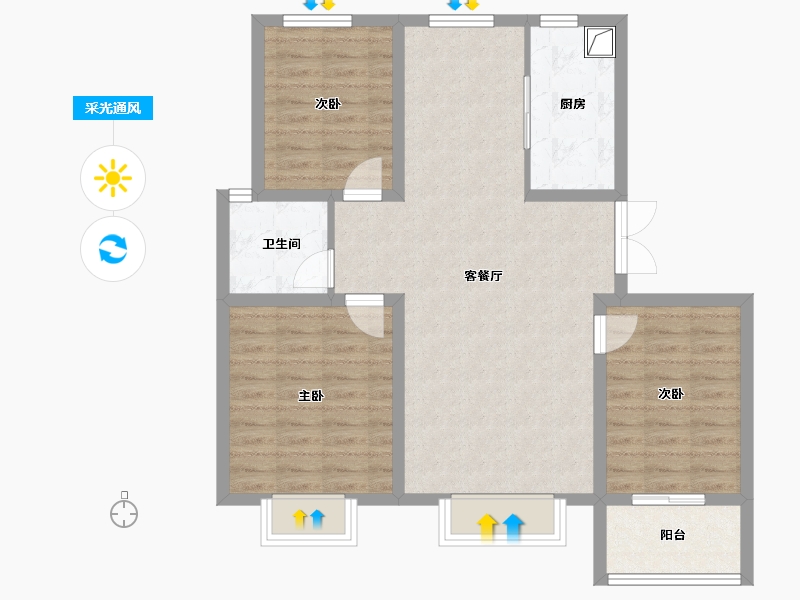 河北省-沧州市-恒盛领秀-86.00-户型库-采光通风