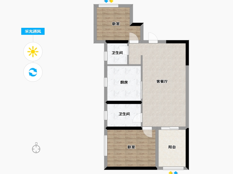 河南省-周口市-周师家属院-76.37-户型库-采光通风