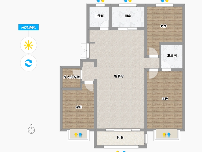 宁夏回族自治区-吴忠市-观湖御景-110.00-户型库-采光通风