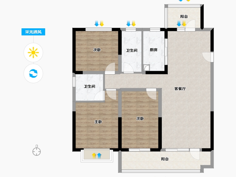 山东省-临沂市-万城花开-106.00-户型库-采光通风