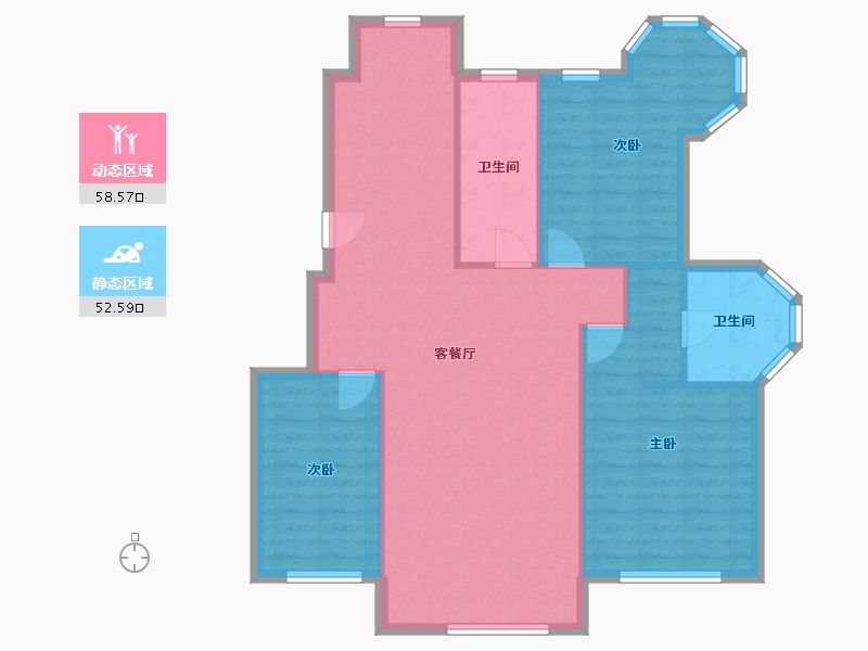 辽宁省-大连市-三鼎春天-106.41-户型库-动静分区