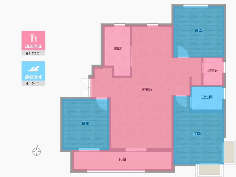 河北省-沧州市-书香华府-113.60-户型库-动静分区