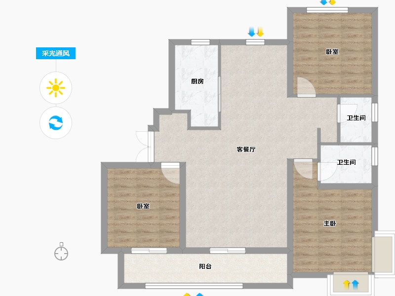 河北省-沧州市-书香华府-113.60-户型库-采光通风