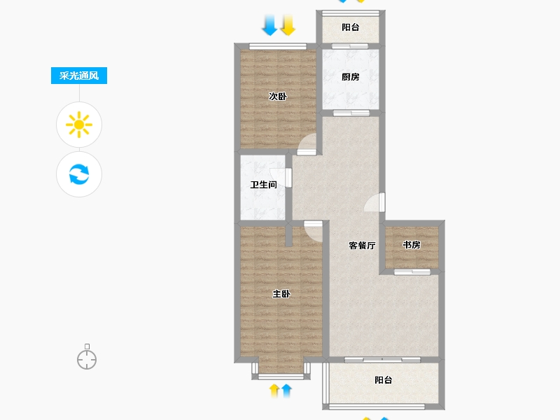 黑龙江省-哈尔滨市-盟科观邸-105.00-户型库-采光通风