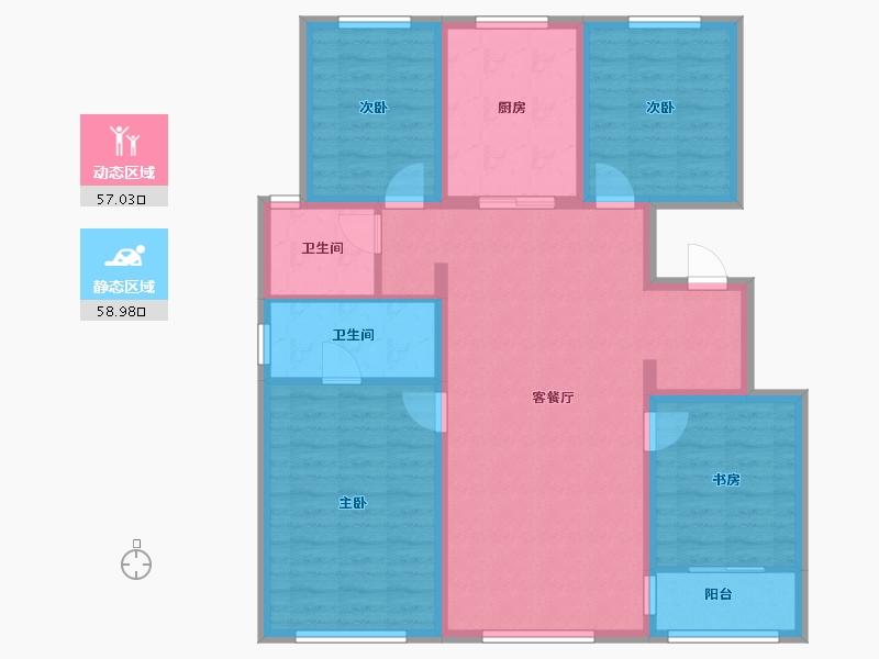 内蒙古自治区-赤峰市-中天桃花源-126.00-户型库-动静分区