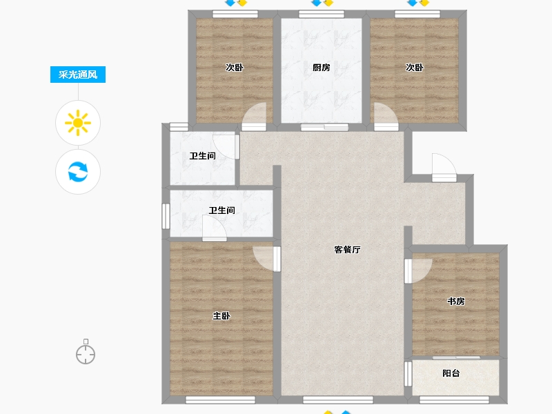 内蒙古自治区-赤峰市-中天桃花源-126.00-户型库-采光通风