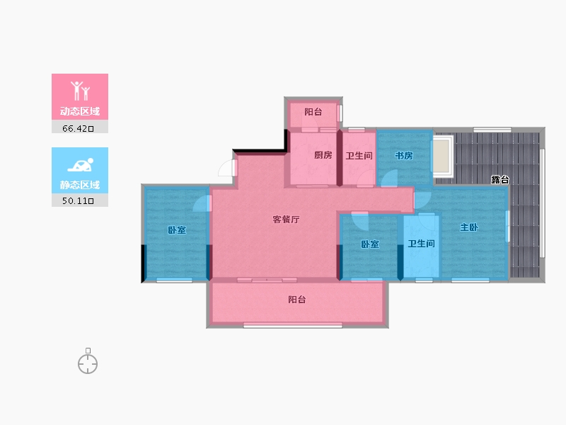 重庆-重庆市-金科原乡溪岸-95.20-户型库-动静分区