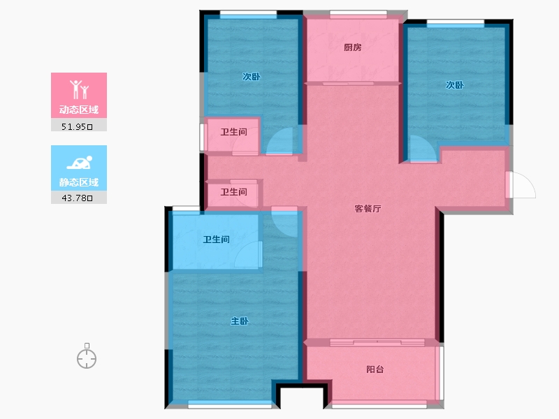 陕西省-延安市-金泰·和悦府-90.00-户型库-动静分区