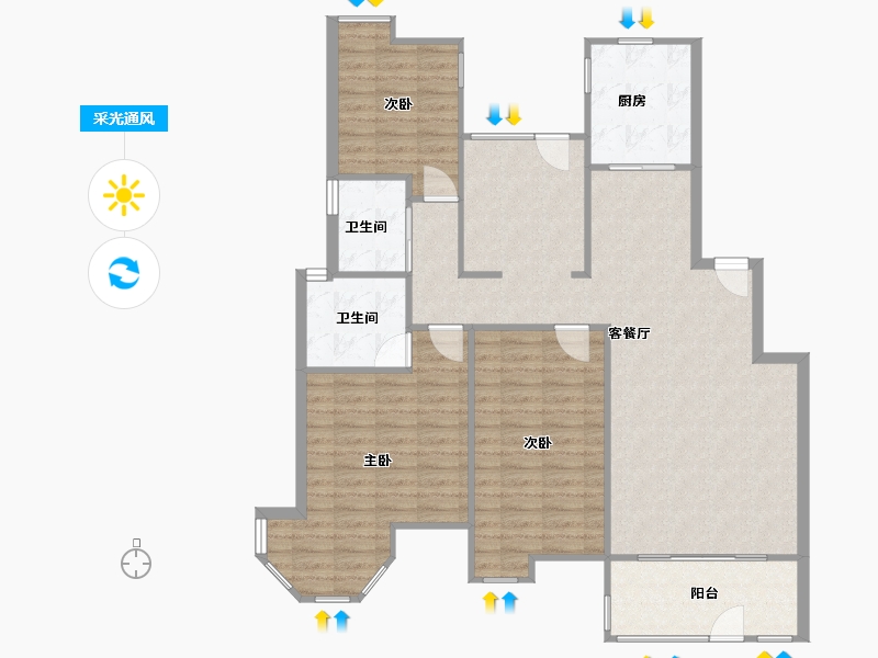 江苏省-苏州市-南山维乐花园-114.58-户型库-采光通风