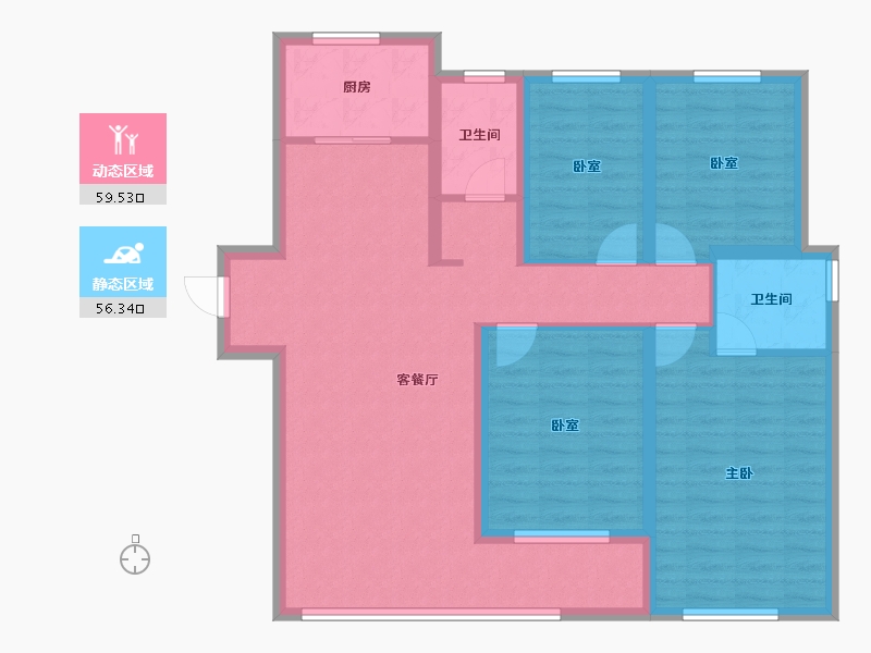 河南省-郑州市-融创中原宸院一期-110.40-户型库-动静分区