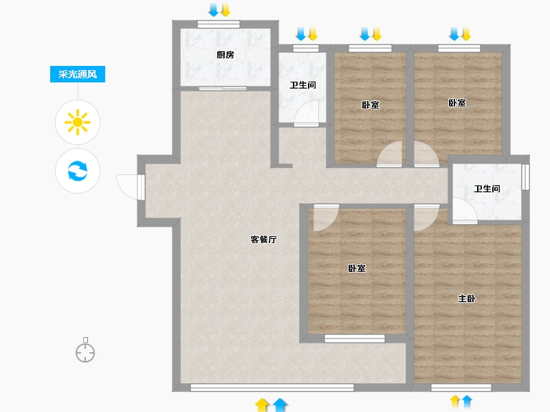 河南省-郑州市-融创中原宸院一期-110.40-户型库-采光通风