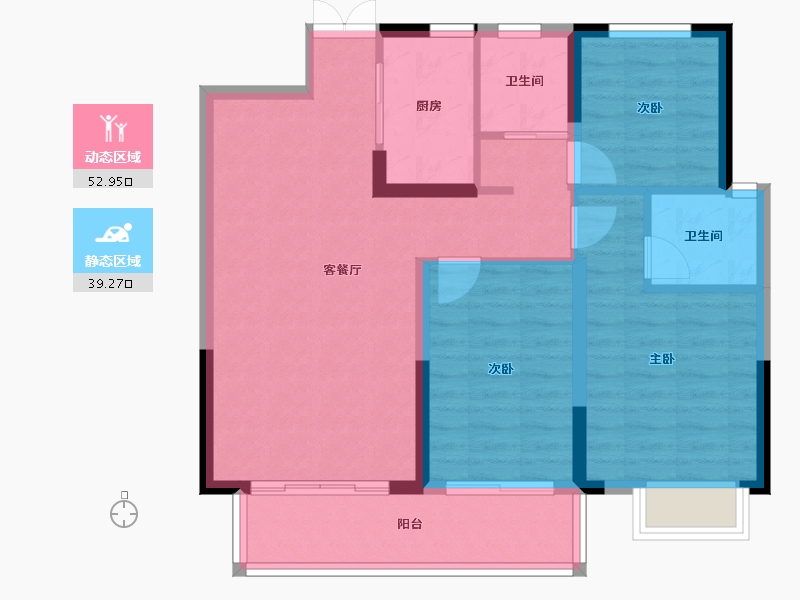 江西省-赣州市-绿苑居清华园-88.90-户型库-动静分区