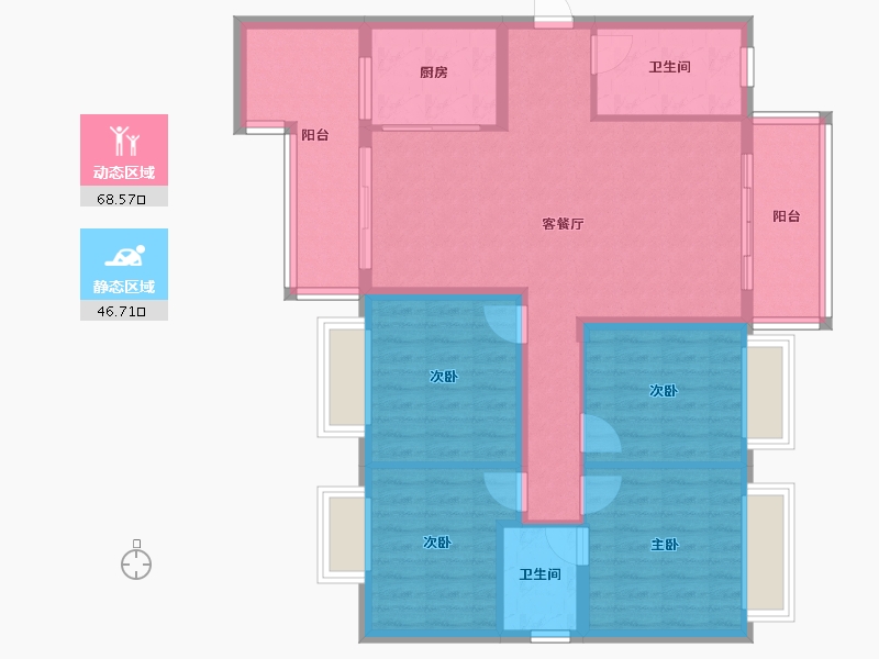 贵州省-遵义市-马家湾-104.00-户型库-动静分区