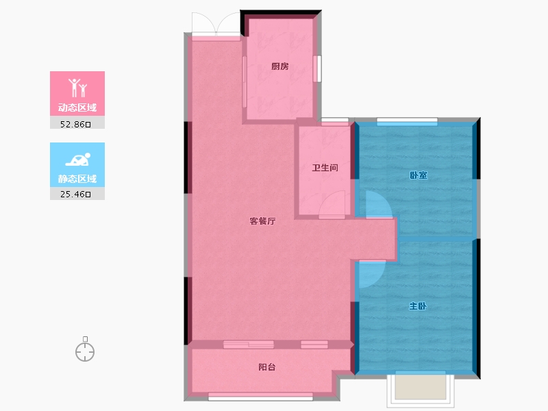 浙江省-温州市-鹿屿华庭-70.40-户型库-动静分区