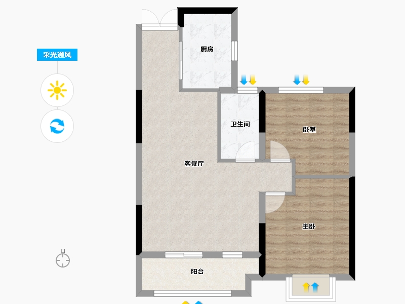 浙江省-温州市-鹿屿华庭-70.40-户型库-采光通风