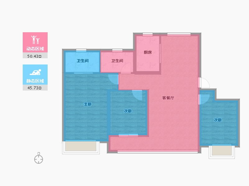 河北省-沧州市-天正壹号院-99.68-户型库-动静分区