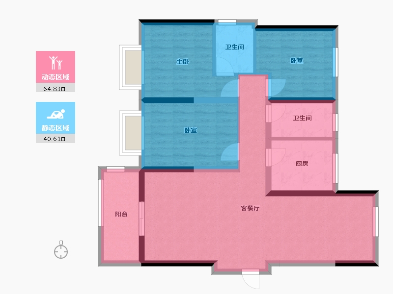 陕西省-安康市-滨江公馆-96.00-户型库-动静分区