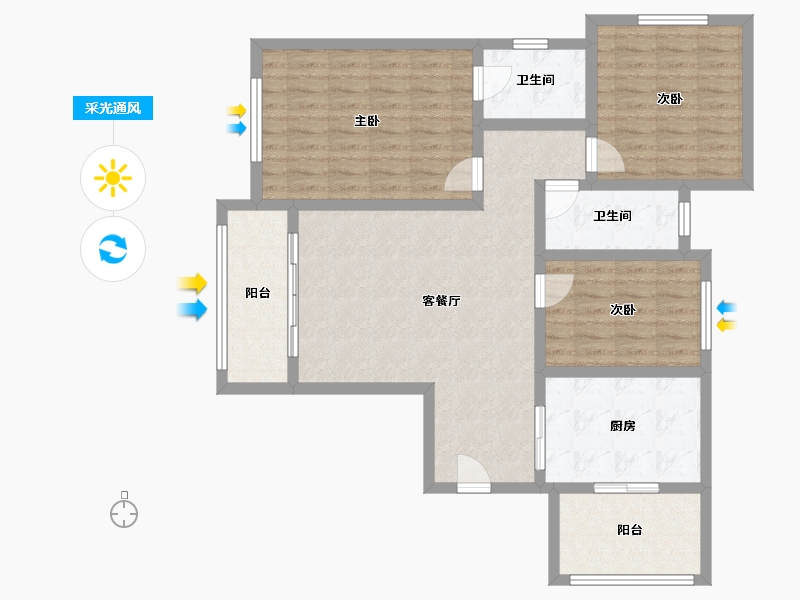 陕西省-咸阳市-西咸新区泾河新城崇文佳苑-109.60-户型库-采光通风