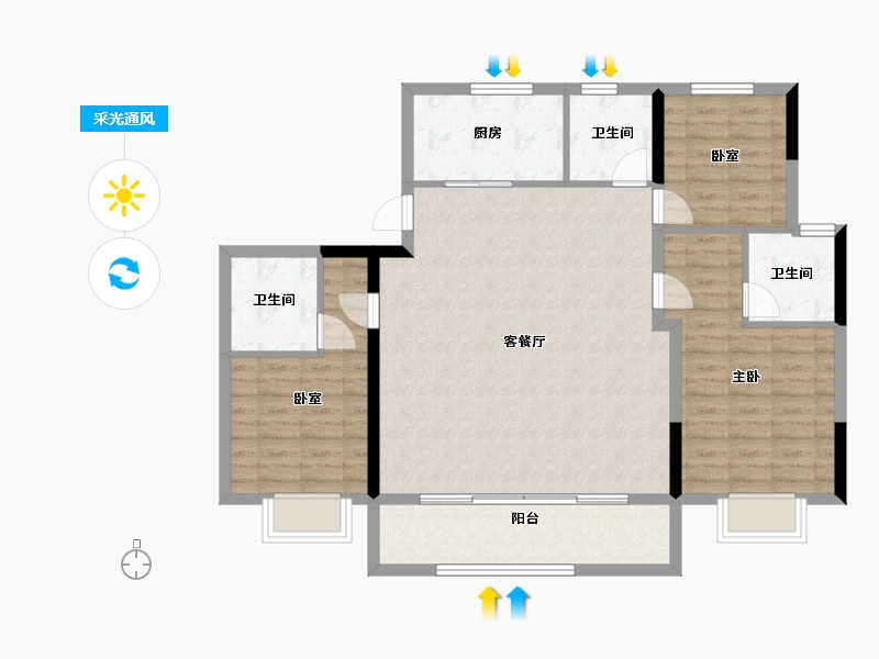 浙江省-温州市-碧桂园沁悦里-108.23-户型库-采光通风