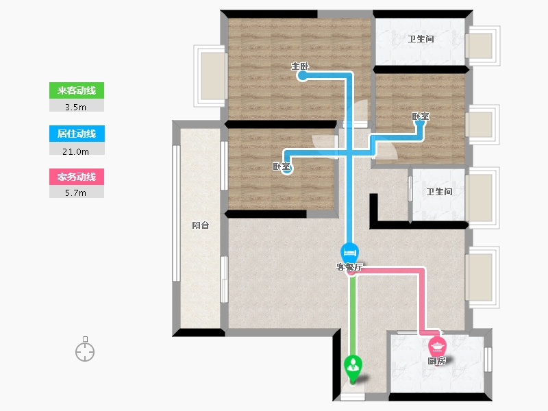 湖北省-天门市-玖玺碧桂园-93.60-户型库-动静线