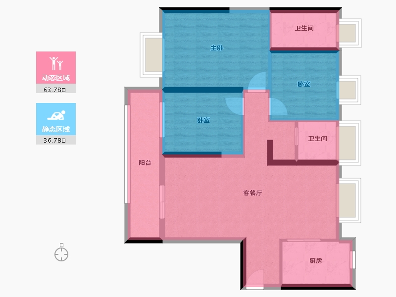 湖北省-天门市-玖玺碧桂园-93.60-户型库-动静分区