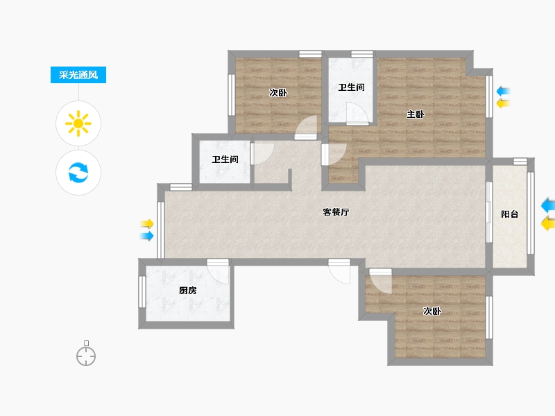 江苏省-连云港市-嘉天下-102.40-户型库-采光通风