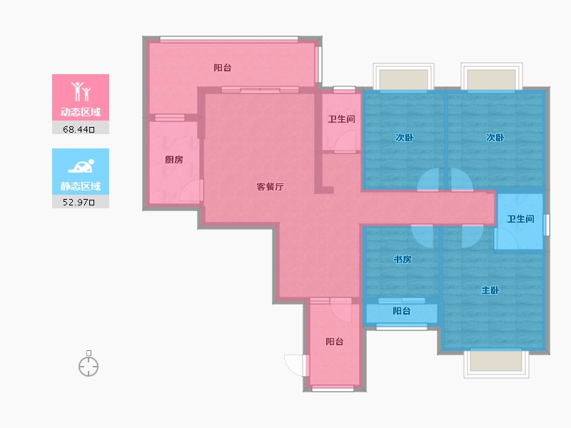 广西壮族自治区-南宁市-电信局宿舍-118.00-户型库-动静分区