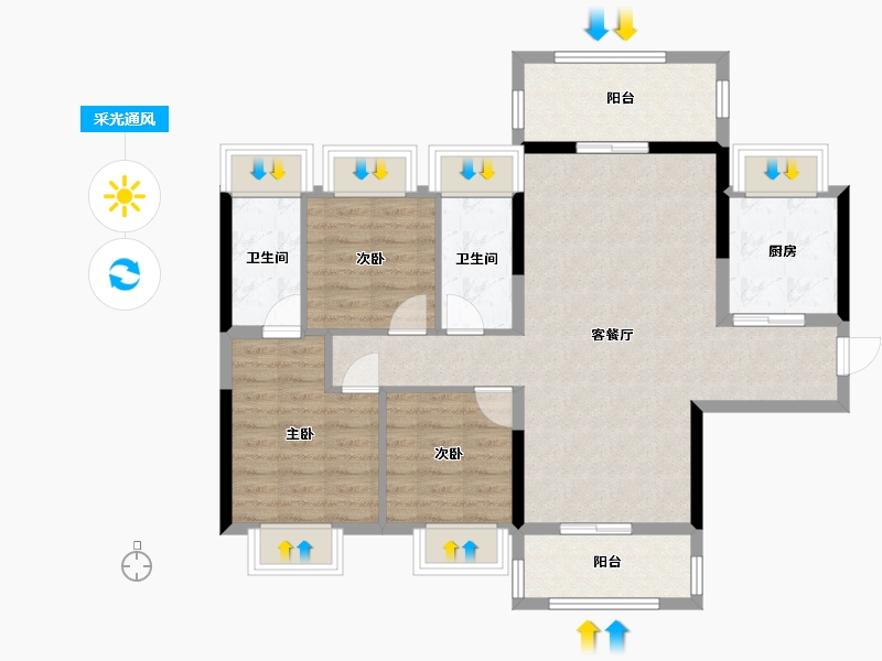 广西壮族自治区-贵港市-盛世臻山府-100.00-户型库-采光通风