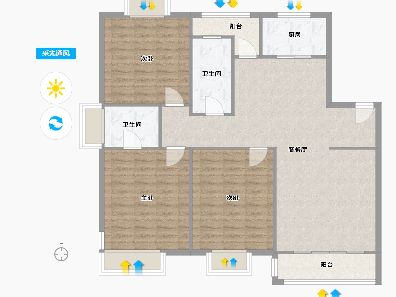 江苏省-苏州市-风华苑-111.02-户型库-采光通风