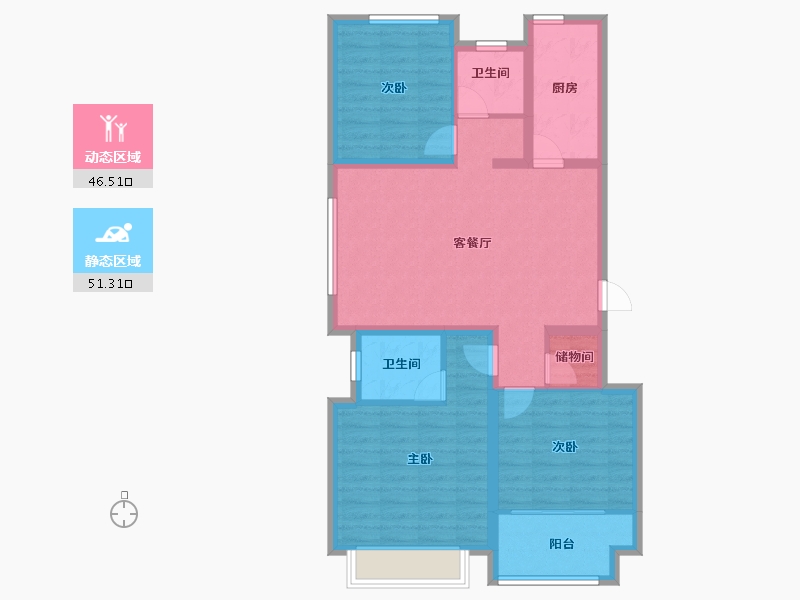 山东省-菏泽市-印象郓州-87.20-户型库-动静分区