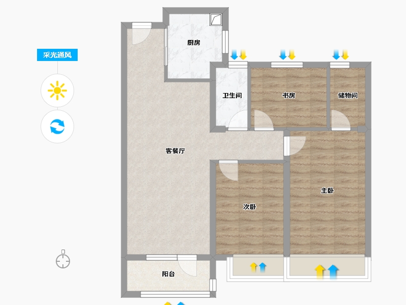 浙江省-绍兴市-保利璟府华庭-84.83-户型库-采光通风