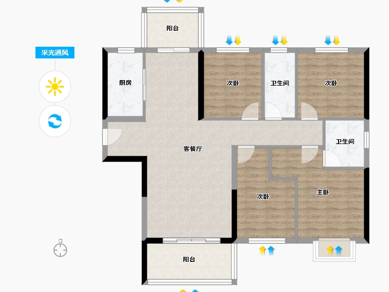 福建省-泉州市-源昌银河新城-107.67-户型库-采光通风