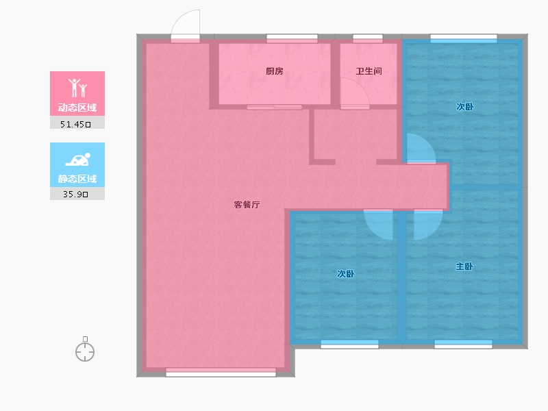 辽宁省-营口市-大石桥市万象府住宅小区-86.30-户型库-动静分区