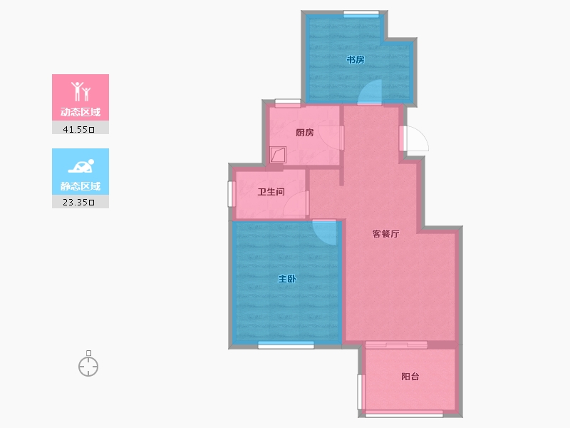 浙江省-宁波市-芦园-57.60-户型库-动静分区