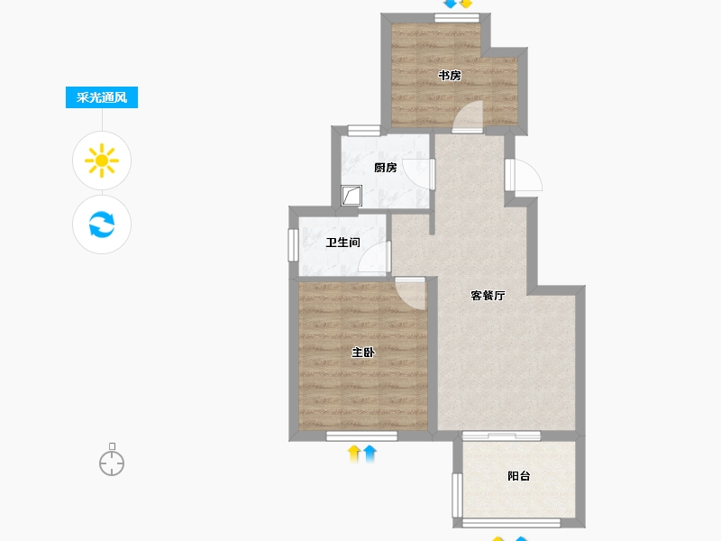 浙江省-宁波市-芦园-57.60-户型库-采光通风