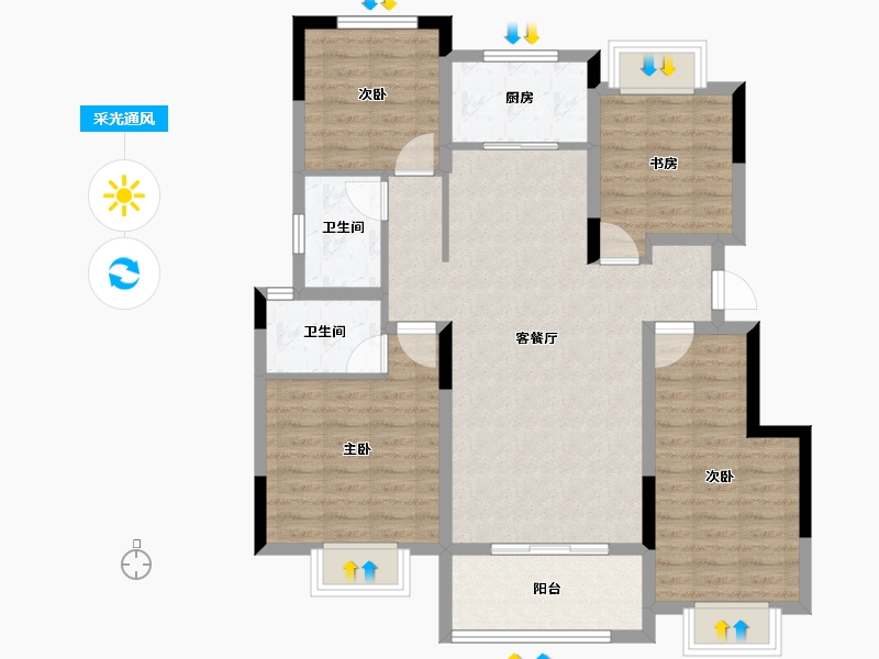 湖南省-长沙市-新城悦隽-100.72-户型库-采光通风