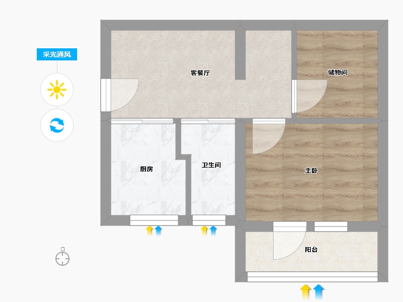 北京-北京市-栆营北里-32.85-户型库-采光通风