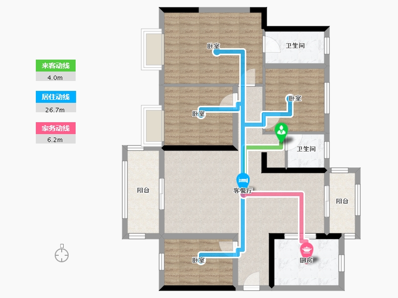 湖南省-长沙市-长沙北中心保利时代-124.80-户型库-动静线