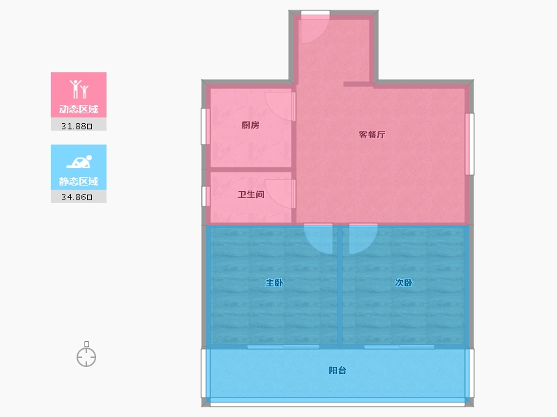 北京-北京市-云景西里-58.04-户型库-动静分区