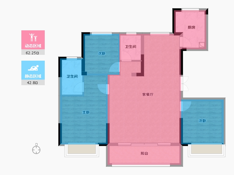 安徽省-淮南市-绿城明月山南-105.18-户型库-动静分区