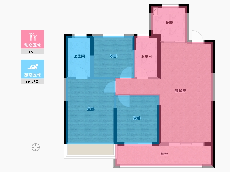 浙江省-台州市-龙湖天玺-87.20-户型库-动静分区