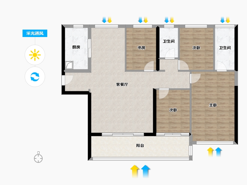 广东省-东莞市-万科瑧湾汇-119.46-户型库-采光通风