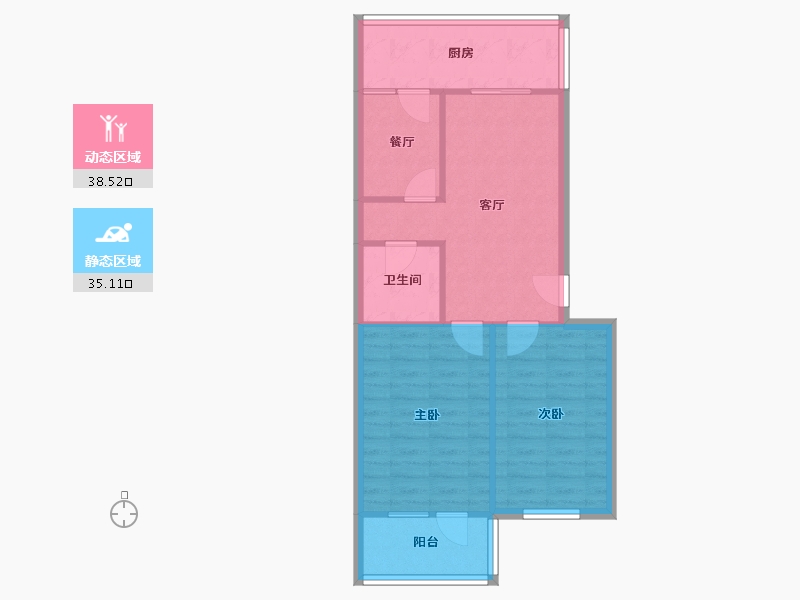 河北省-唐山市-龙悦新居-61.64-户型库-动静分区